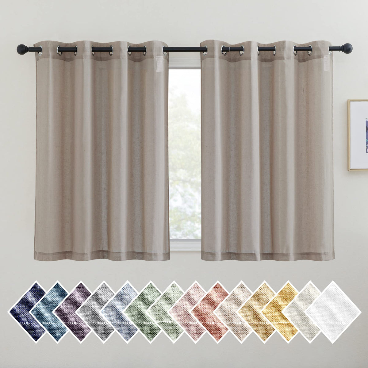 NICETOWN White Sheer Linen Curtains 84 Inch Length 2 Panels Set, W52xL84
