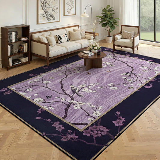 Foxmas 4x6 Purple Floral Area Rug