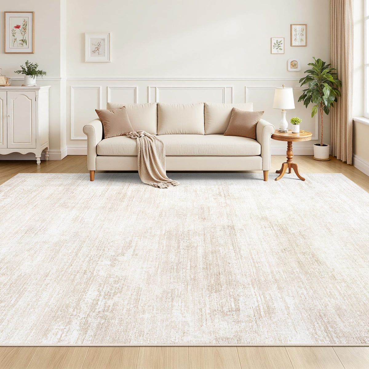 Tosuoka Washable Rug 6x9 Area Rugs for Living Room, Beige Neutral Abstract