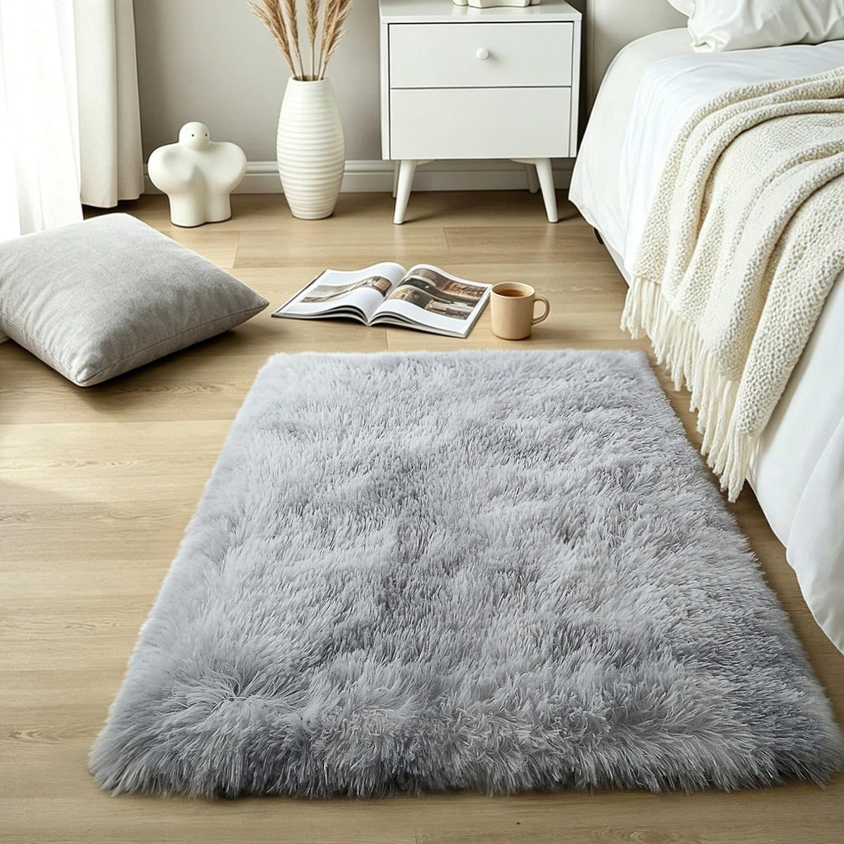 Pink Fluffy 4x6 Area Rugs for Bedroom Girls, Plush Washable Carpet
