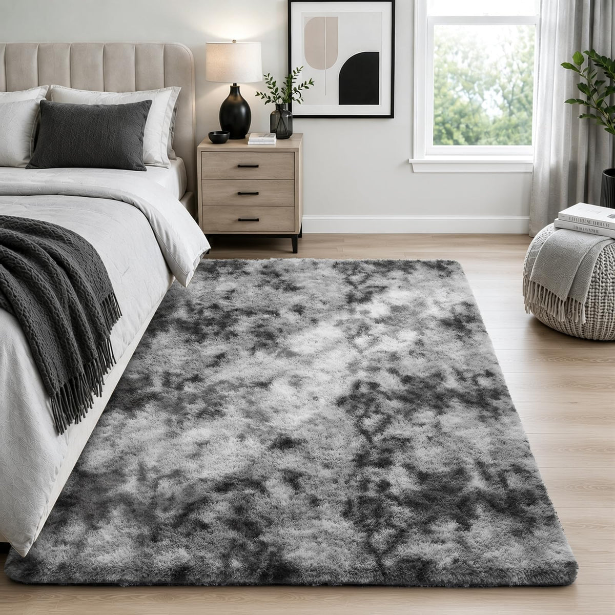 Ophanie Area Rugs for Living Room Bedroom, Washable Non-Slip Fluffy Soft Grey Shag Carpet, Indoor Floor Gray 4x6 Fuzzy Shaggy Living Room Plush Rug for Kids Home Dorm Decor Aesthetic