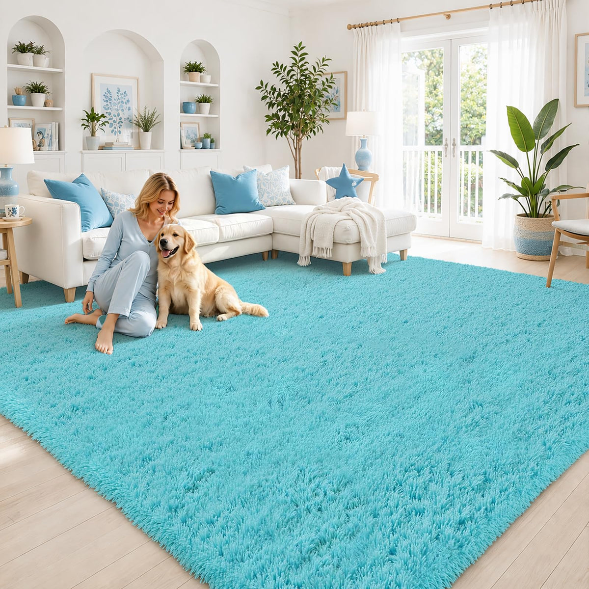 8x10 Area Rugs for Living Room,Light Grey Large Shaggy Soft Plush Furry Rug
