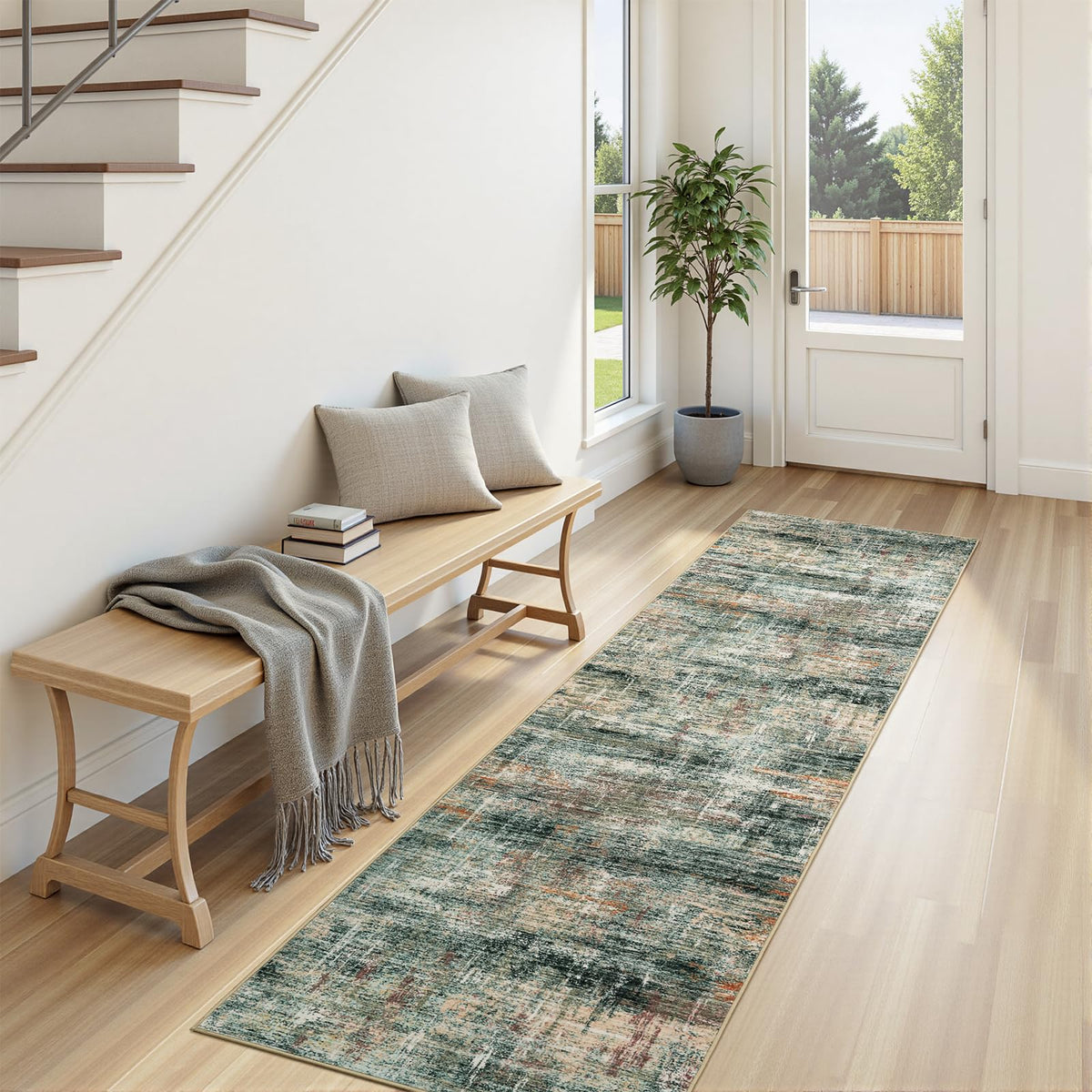 8x10 Area Rug for Living Room, Abstract Washable Non-Slip Large Rugs, Gold