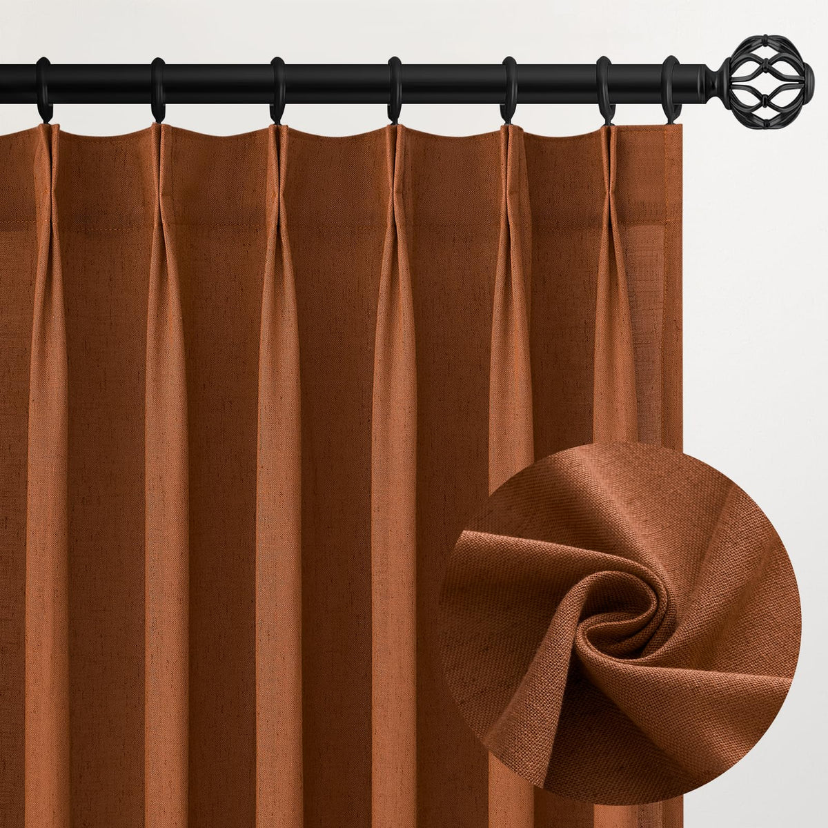 96 Inches Long Pinch Pleated Semi Sheer Curtains,Natural Linen Blended Light Filtering Window Curtains 96 Length 2 Panels for Living Room Bedroom Pinch Pleat Drapes with Hooks 2 Panels 40" Wx96 L