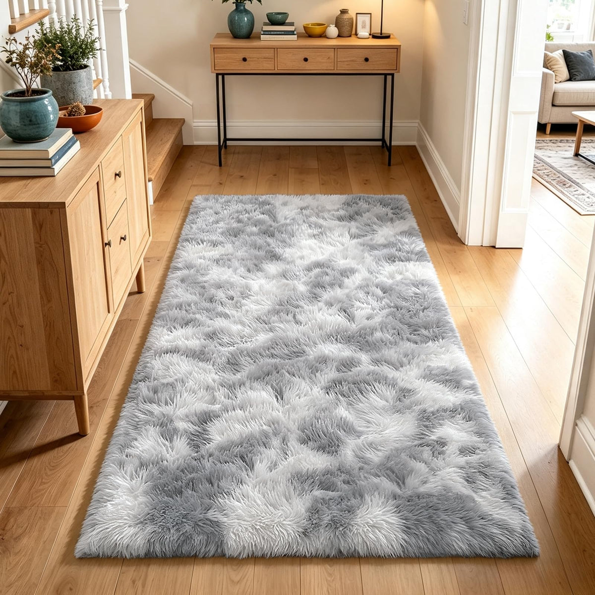 Beige 8x10 Area Rugs for Living Room, Fluffy Shag Rug Large Bedroom Carpet