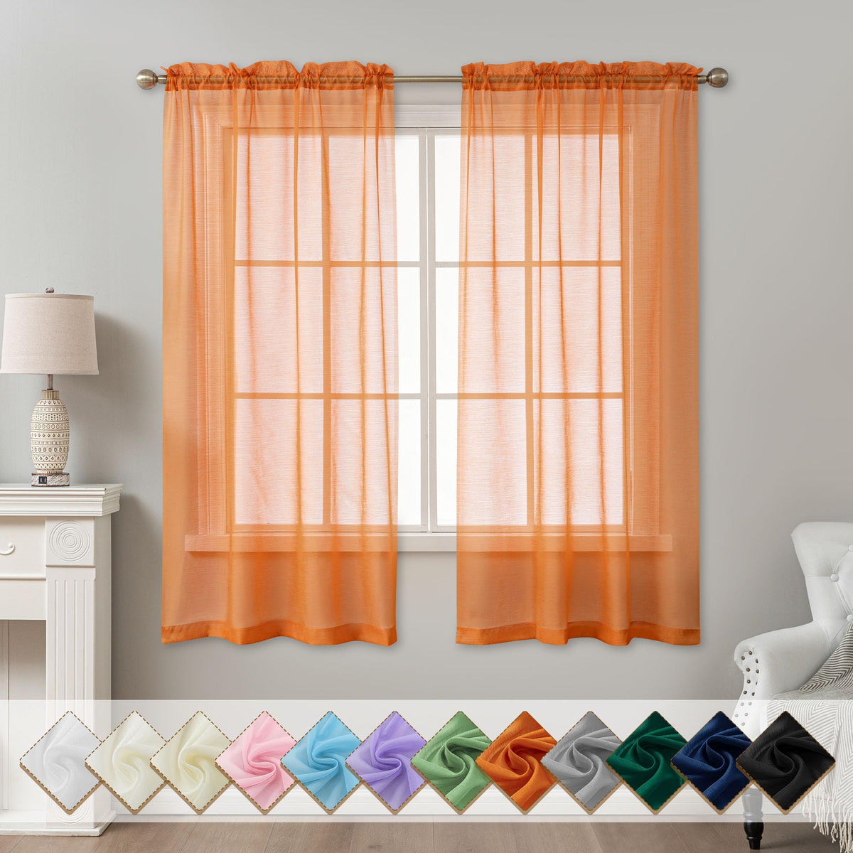 Natural Sheer Curtains 96 Inches Long Rod Pocket