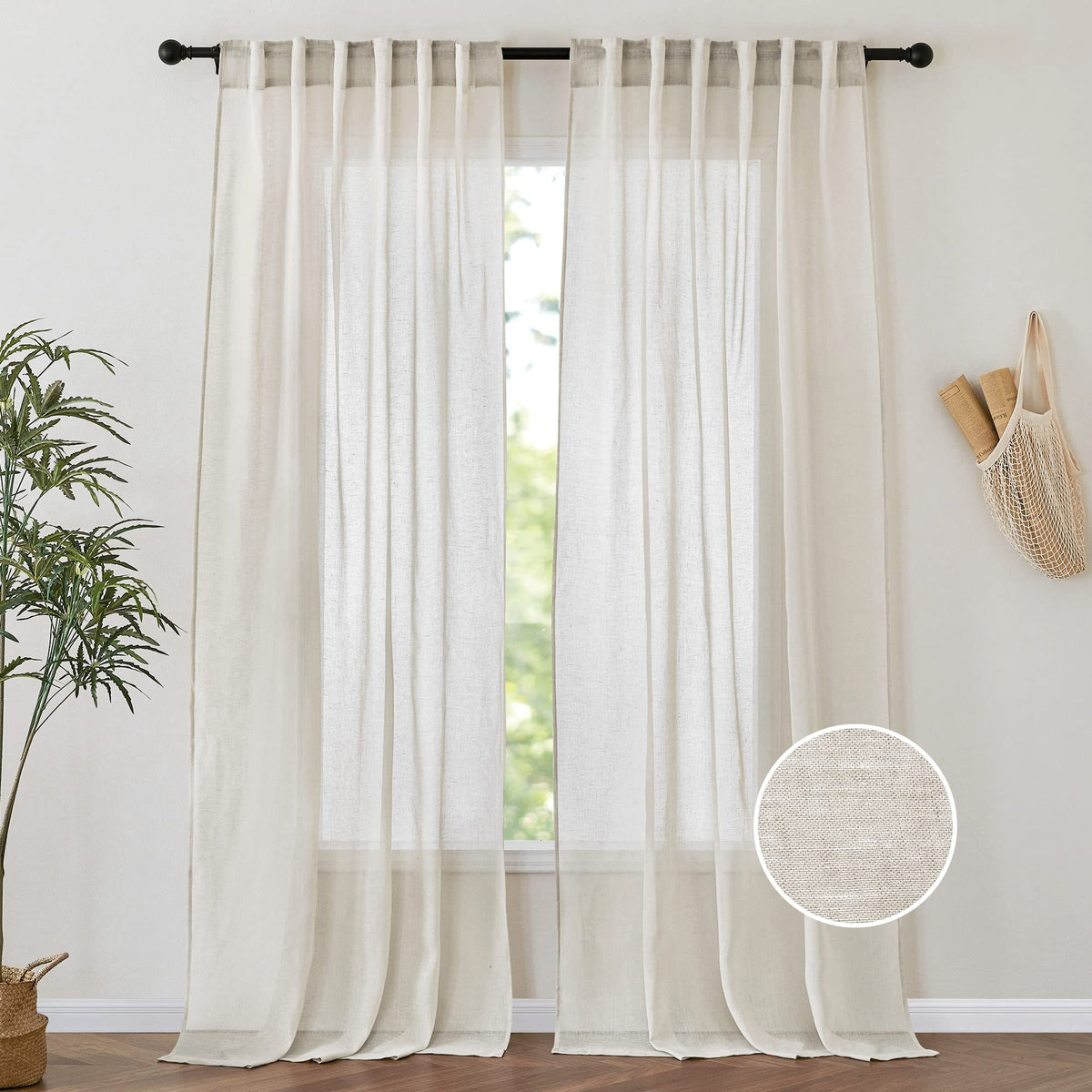 PONY DANCE White Sheer Curtains 96 inches Long, 2 Panels