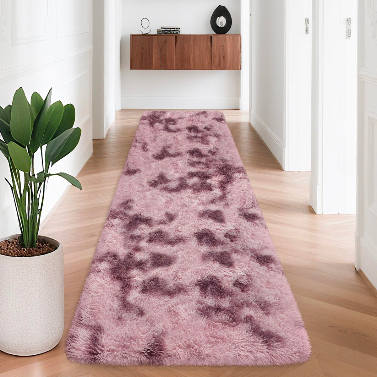 Tie-Dyed Runner Rug for Bedroom Black Grey 2x6ft Fluffy Area Rug Bedside Runner Rug for Kids Room Boys Teens Nursery Baby Living Room Dorm Home Decor Carpets