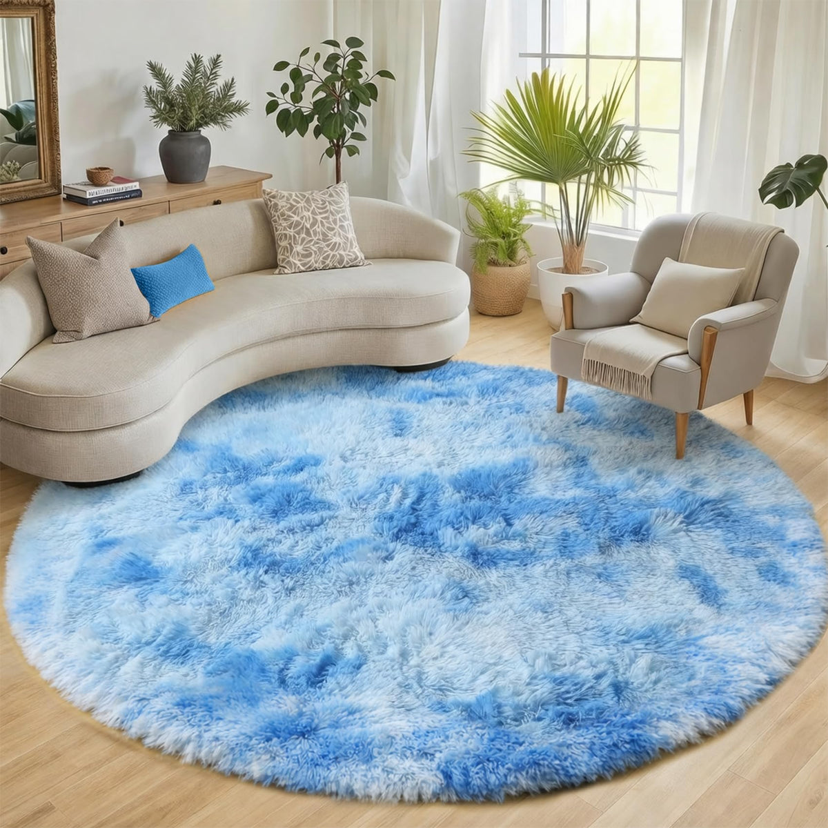 Runner Rugs for Bedroom Living Room, 2x6 Tie-Dyed Beige Hallway Area Rug