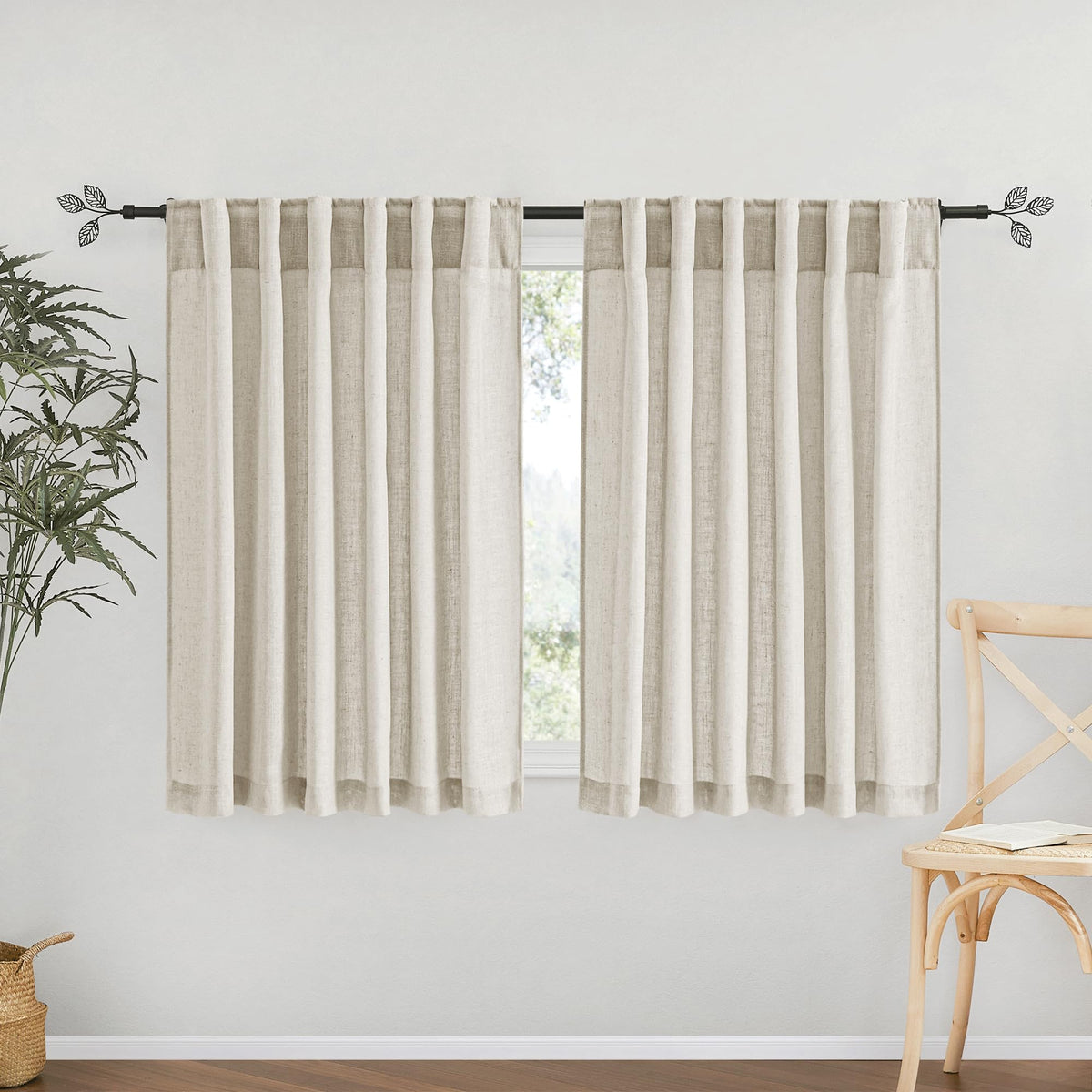 RYB HOME White Sheer Curtains for Living Room Patio Glass Door, W52 x L95