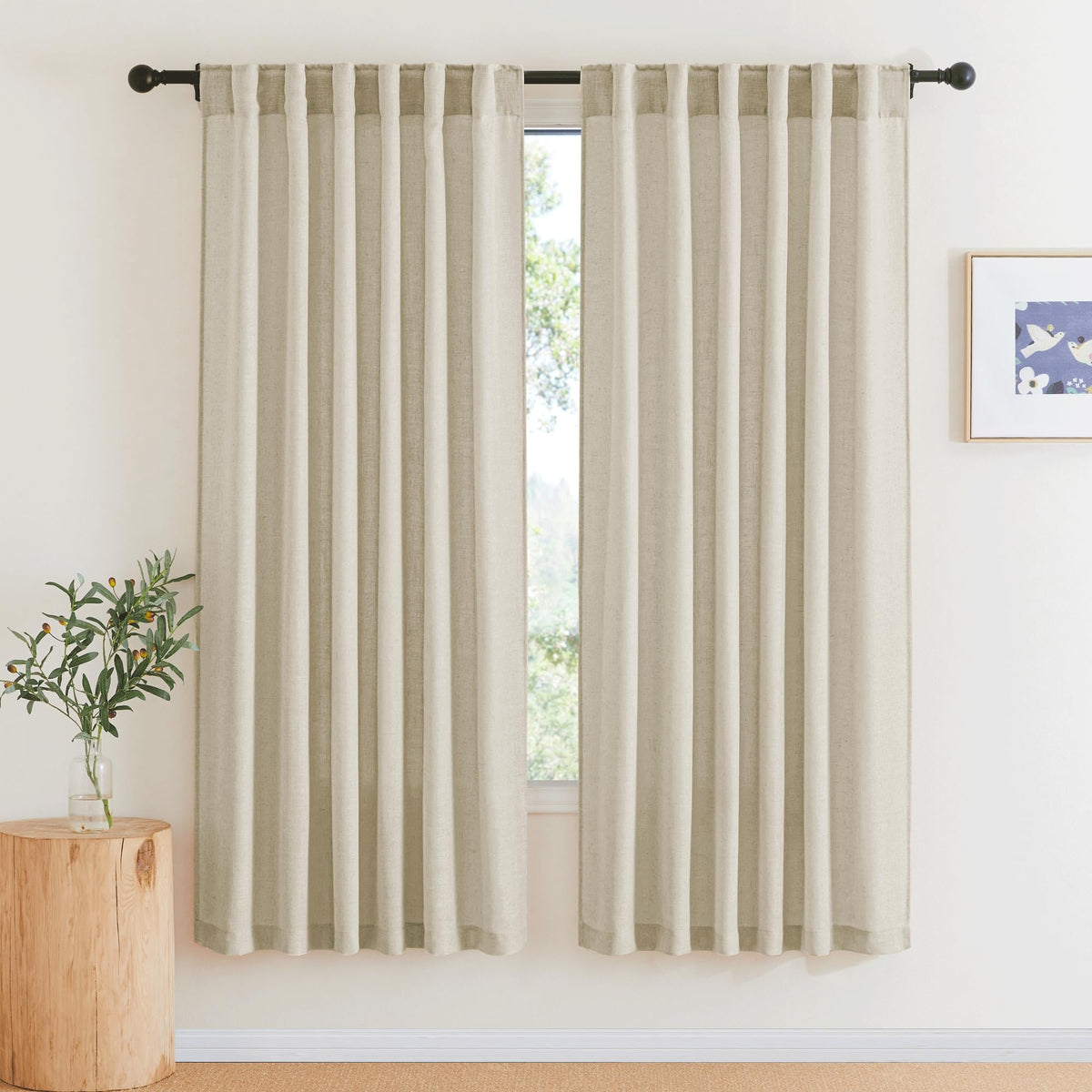 RYB HOME White Sheer Curtains for Living Room Patio Glass Door, W52 x L95