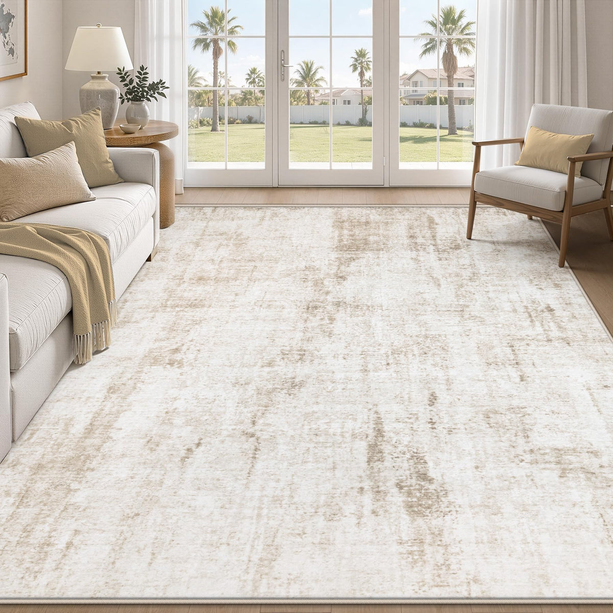 MXSANYOO 8x10 Area Rugs Washable Rug: Abstract Neutral Rugs Modern Non Slip Area Rug Stain Resistant Low Pile Indoor Carpet for Dining Room Bedroom Nursery Office (Black Grey, 8'x10')