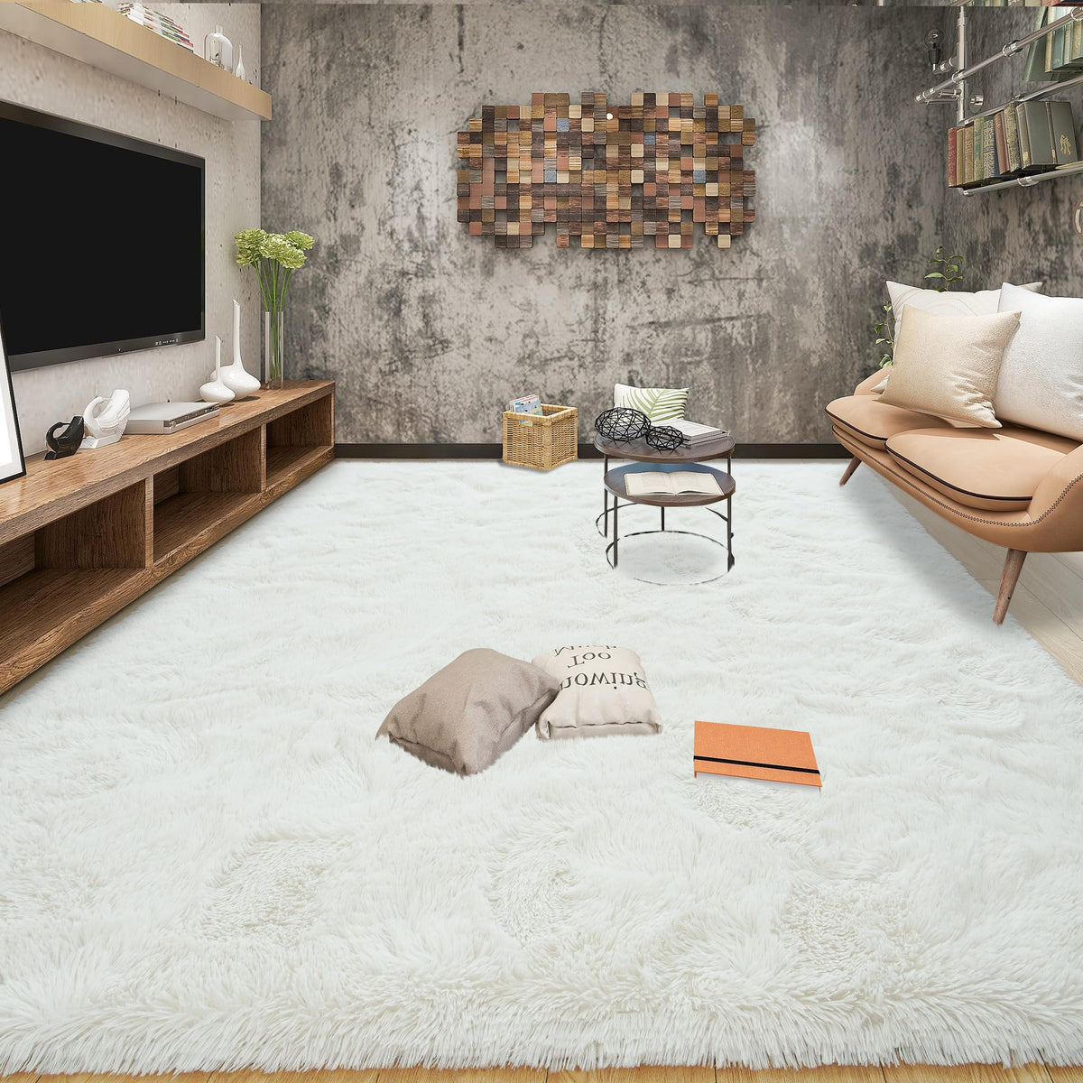 Tepook 4x6 Soft Fluffy Rug for Bedroom Fuzzy Black Rugs for Living Room
