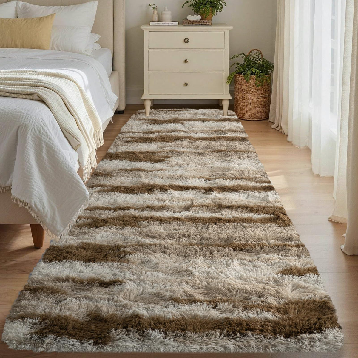 Noahas 2x6 Black Fluffy Soft Runner Rug Non-Slip for Bedroom Dorm Hallway