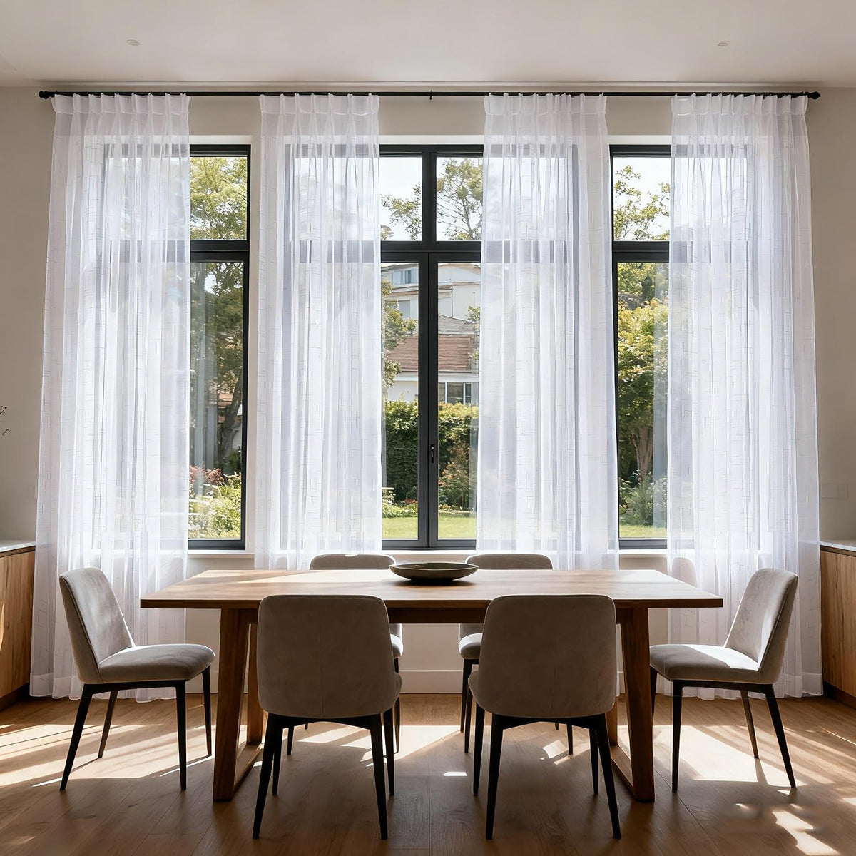 Off White Sheer Curtains 84 Inches Long Pinch Pleat Linen Textured Ceiling