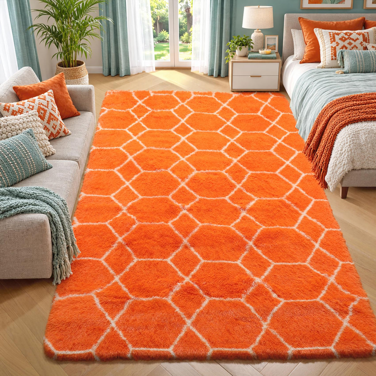 Runner Rugs for Bedroom Living Room, 2x6 Tie-Dyed Beige Hallway Area Rug