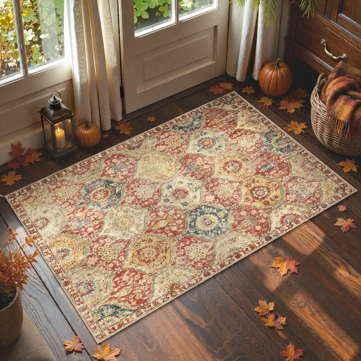 Lahome Moroccan Washable Small Area Rug, 3x5 Rug for Bedroom Living Room