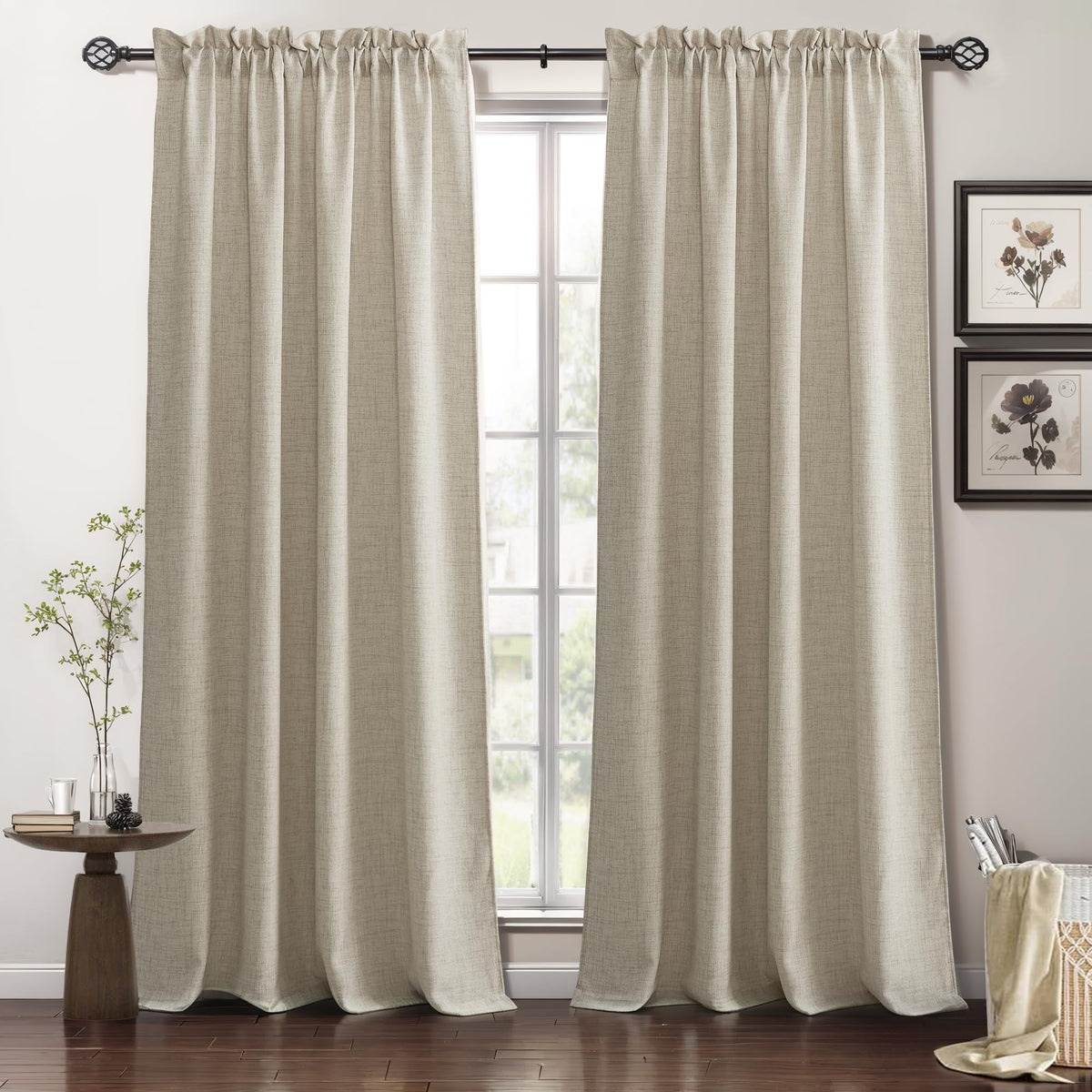 RYB HOME White Semi Sheer Curtains 84 inches Long for Living Room