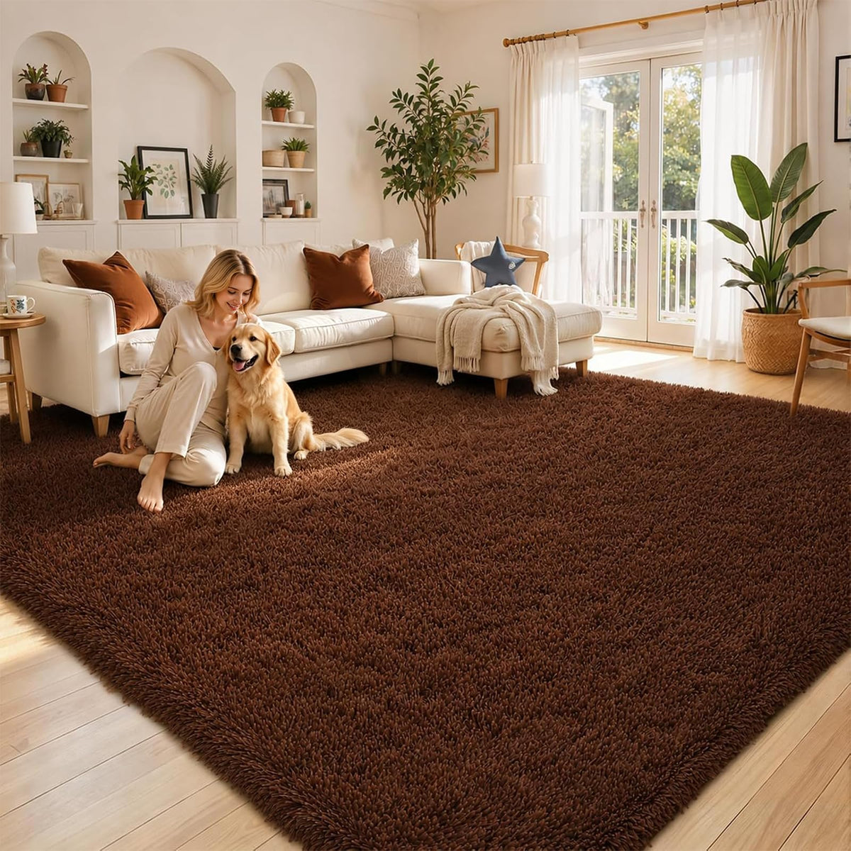 8x10 Area Rugs for Living Room,Light Grey Large Shaggy Soft Plush Furry Rug