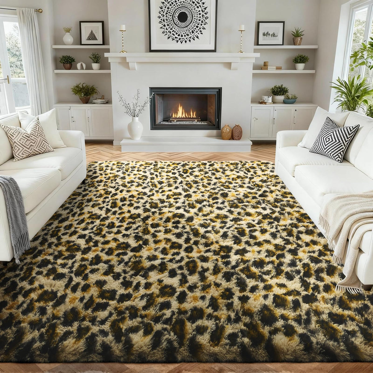 Ophanie Area Rugs for Living Room Bedroom, Washable Non-Slip Fluffy Soft Grey Shag Carpet, Indoor Floor Gray 4x6 Fuzzy Shaggy Living Room Plush Rug for Kids Home Dorm Decor Aesthetic