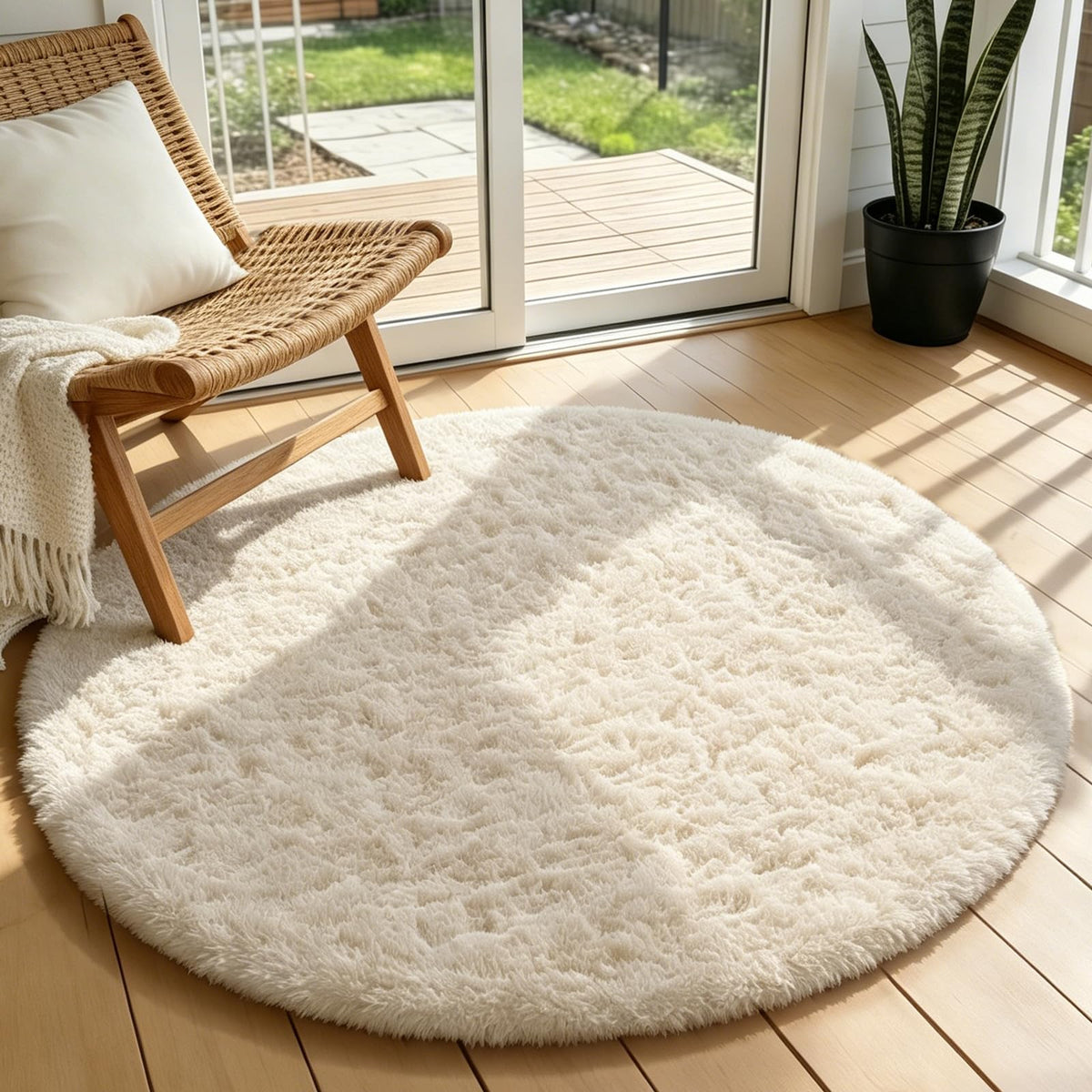 Ophanie 5x7 Area Rugs for Living Room Ivory, Fluffy Shag Large Fuzzy Plush Soft Rug, Shaggy Floor Big Carpets for Bedroom Nursery, Kids Home Decor Aesthetic with Over 99 pcs Pile fibers