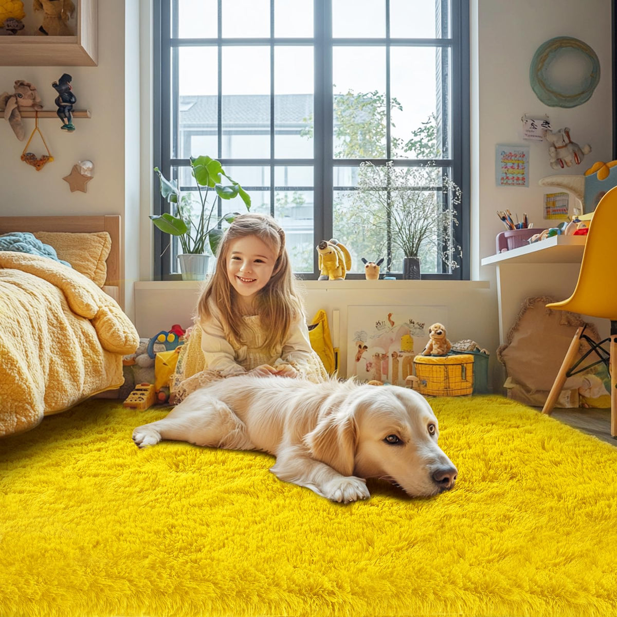 Fluffy Area Rug for Bedroom 5x7 Grey - Soft Shag Dorm Decor Carpet