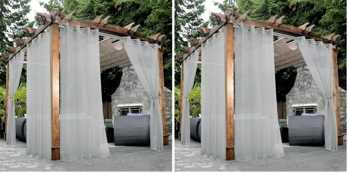 BONZER White Outdoor Sheer Curtains for Patio Waterproof 2 Panels