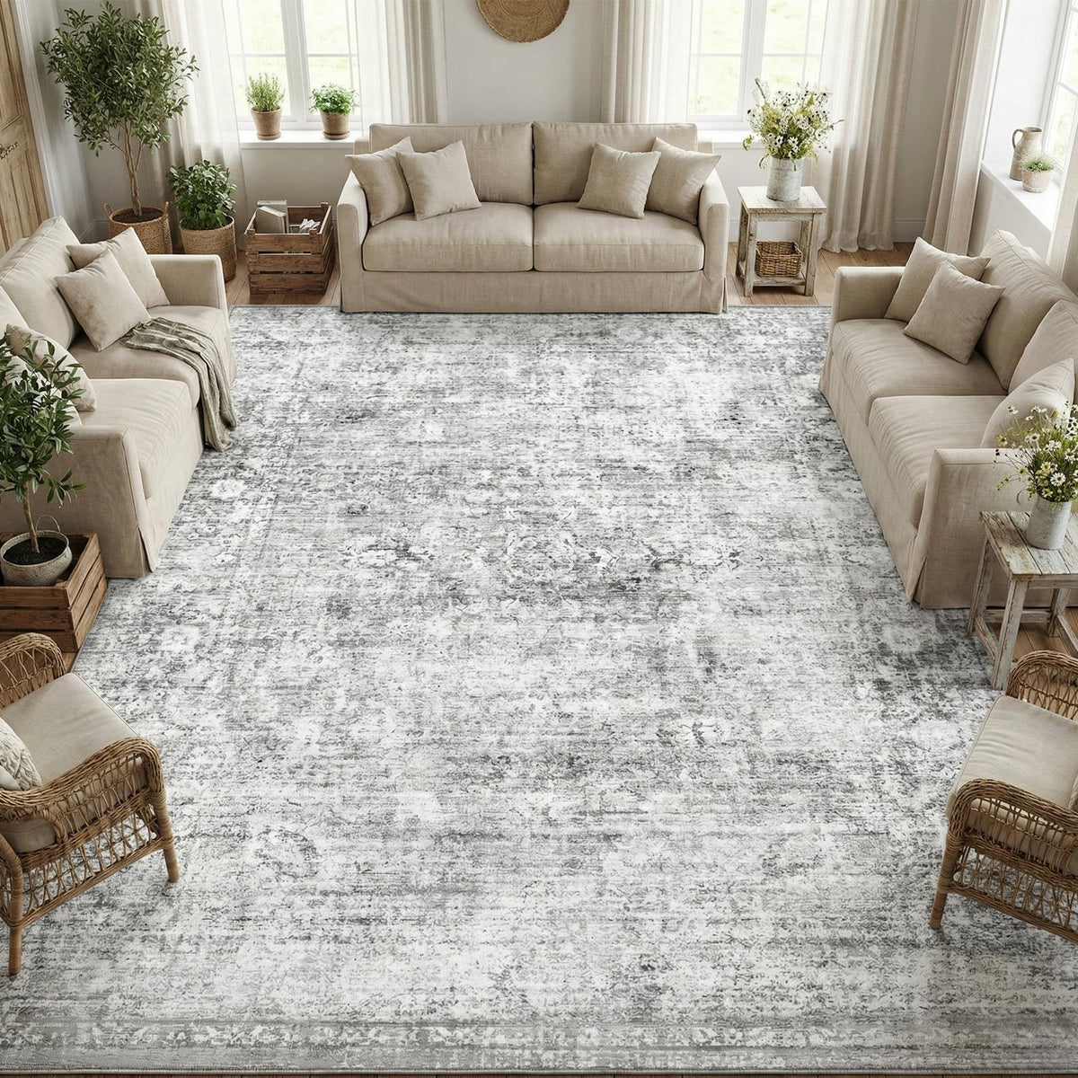 Homemate Washable Rug 9x12 Area Rugs - Vintage Rugs for Living Room