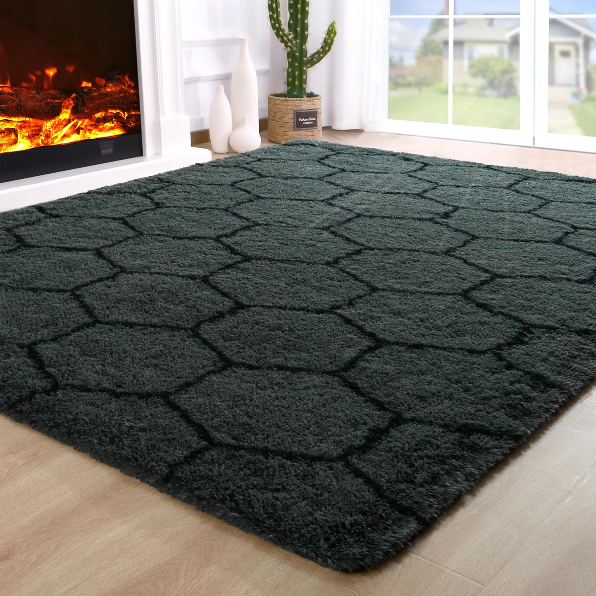 Noahas 2x6 Black Fluffy Soft Runner Rug Non-Slip for Bedroom Dorm Hallway