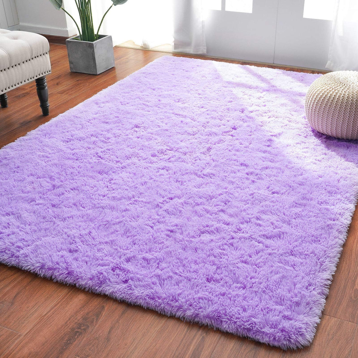 Softlife Rugs for Bedroom 4x5.3 Feet Purple Area Rug for Living Room Super Soft Shaggy Rugs for Dorm Fluffy Fuzzy Carpets Long Plush Bedside Rug Nursery Girls Boys Kids Room Home Christmas Decoration