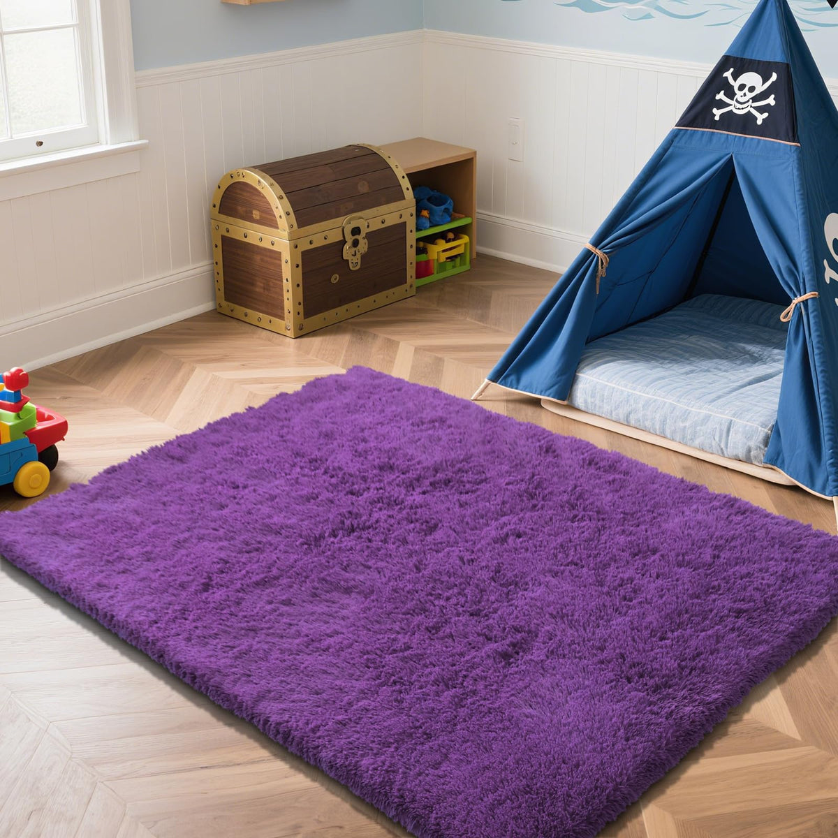 Beige 8x10 Area Rugs for Living Room, Fluffy Shag Rug Large Bedroom Carpet