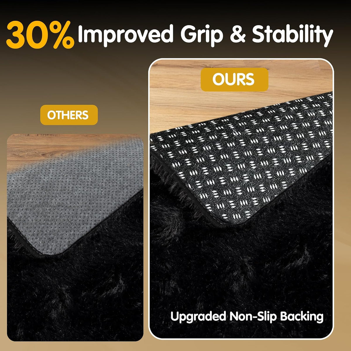 Mugorn 8x10 Area Rugs for Living Room, Large Fluffy Black Rugs for Bedroom