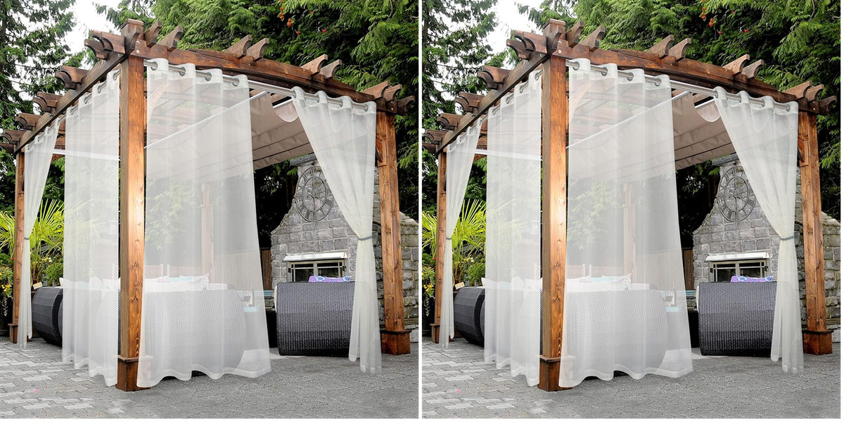 BONZER White Outdoor Sheer Curtains for Patio Waterproof 2 Panels
