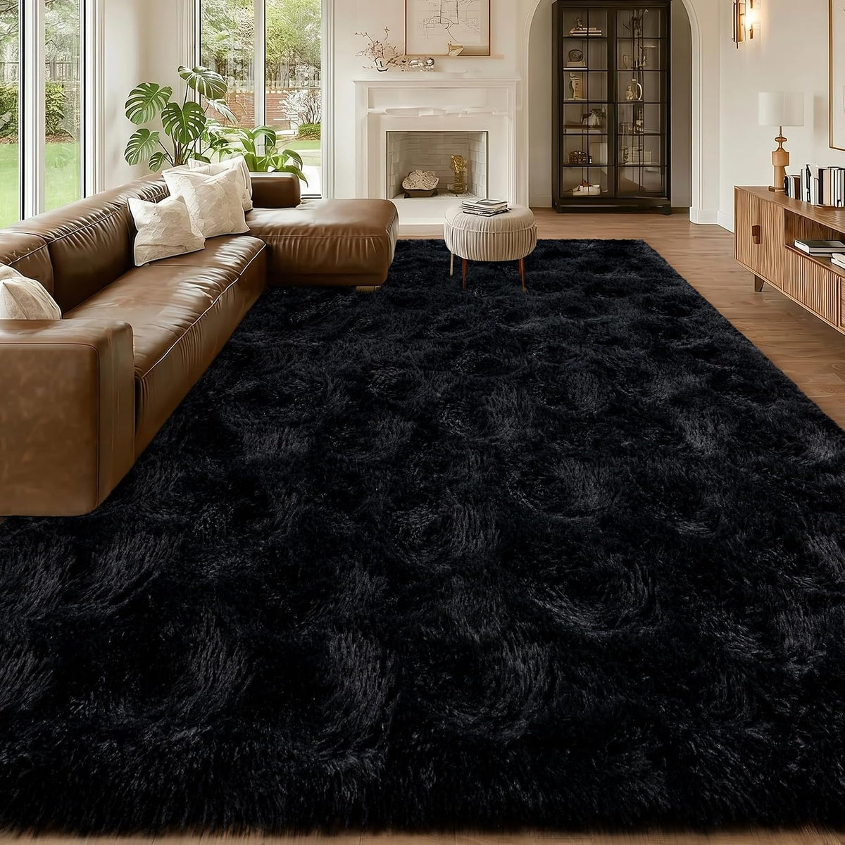 Mugorn 8x10 Area Rugs for Living Room, Large Fluffy Black Rugs for Bedroom
