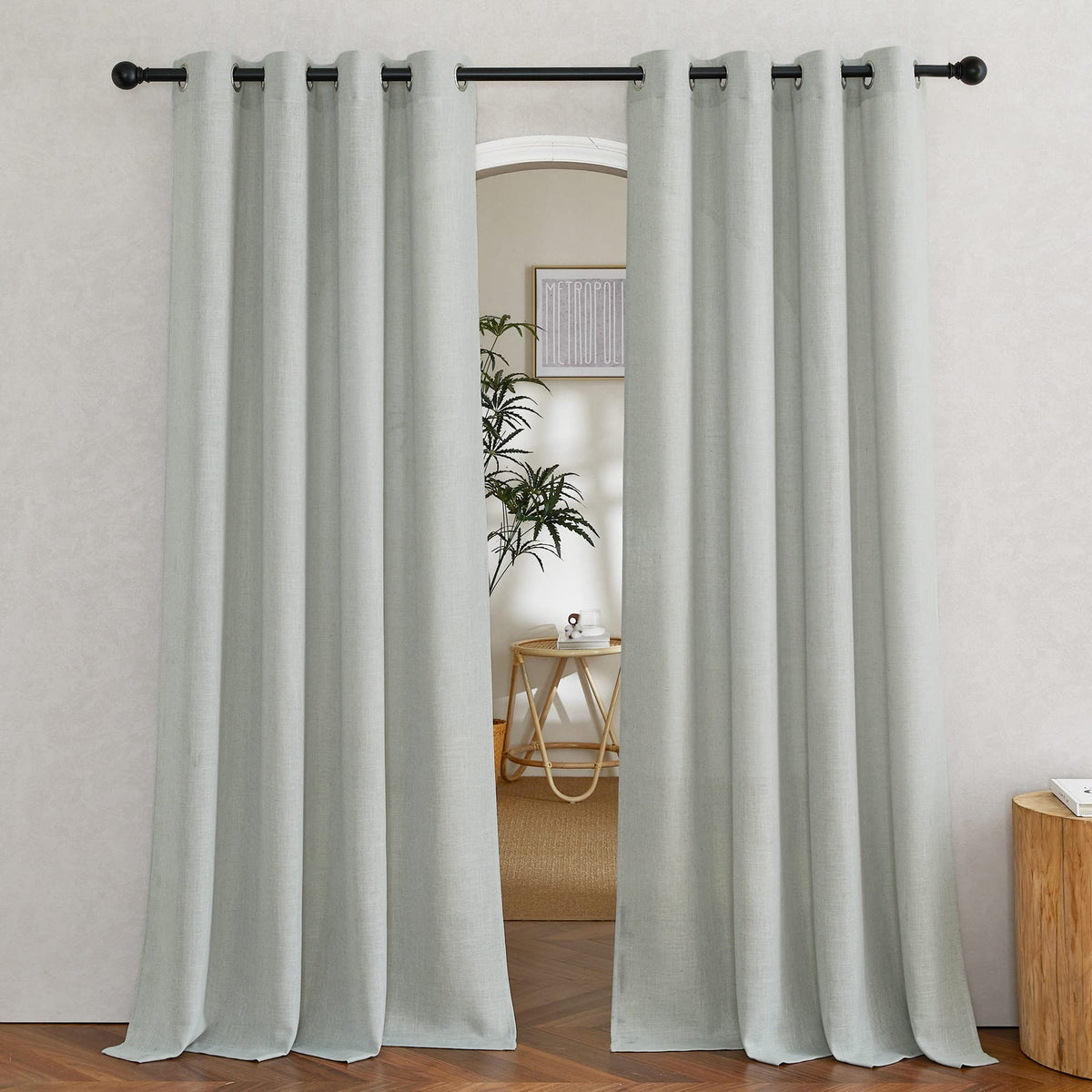 NICETOWN White Sheer Linen Curtains 84 Inch Length 2 Panels Set, W52xL84
