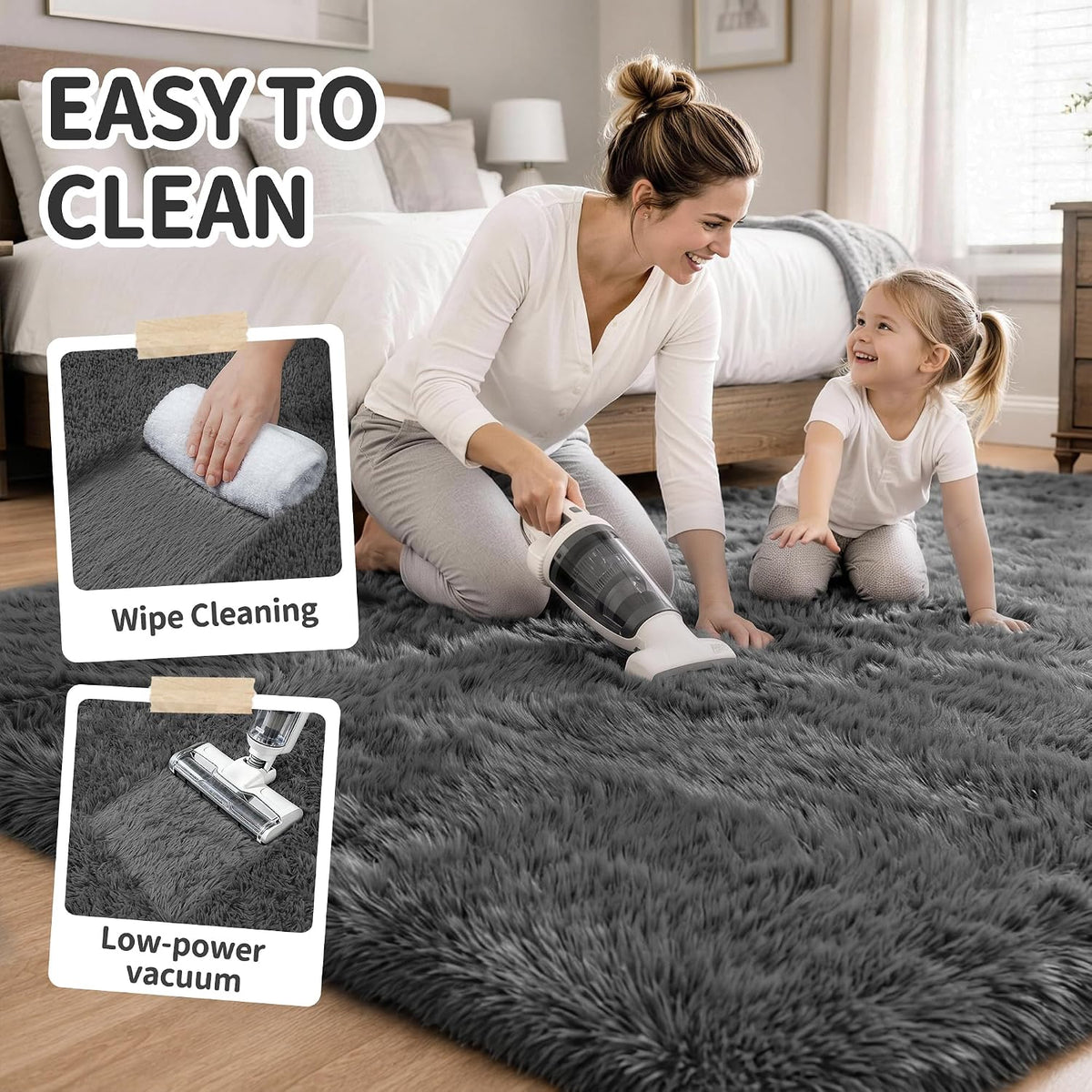 6x9 Area Rugs for Living Room Bedroom,Ultra Soft Fluffy Shag Rug Grey