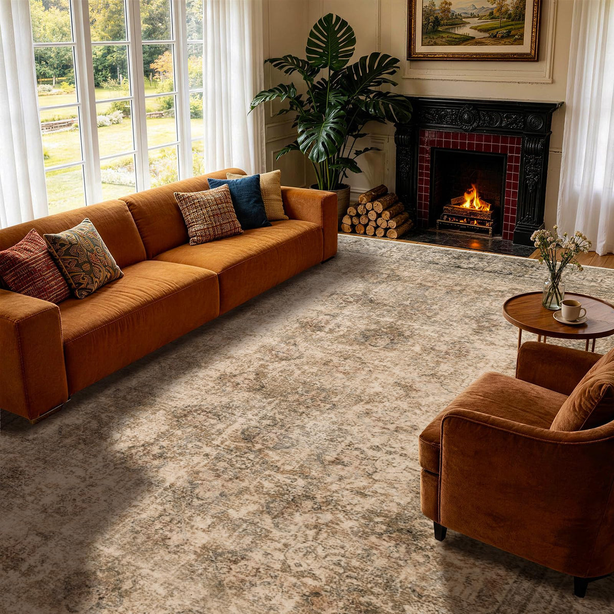 8x10 Washable Area Rug, Black Solid Area Rugs for Living Room & Bedroom
