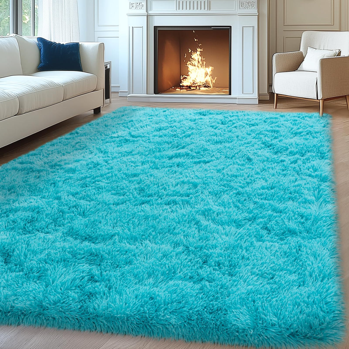 Mugorn 8x10 Area Rugs for Living Room, Large Fluffy Black Rugs for Bedroom