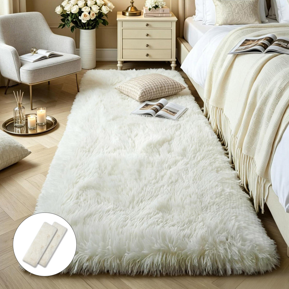 Pink Fluffy 4x6 Area Rugs for Bedroom Girls, Plush Washable Carpet