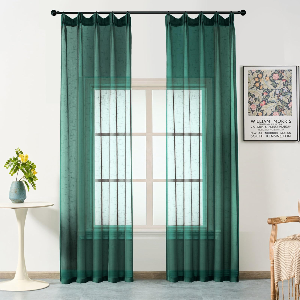 Off White Sheer Curtains 108 Inches Long Pinch Pleat Linen Textured Ceiling