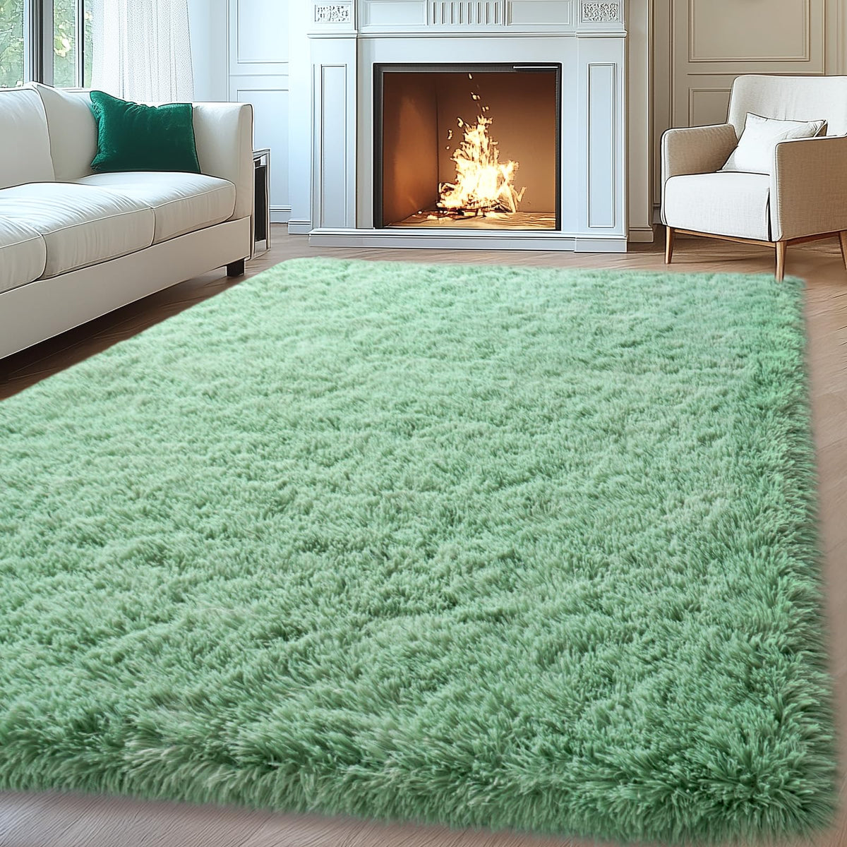 Mugorn 8x10 Area Rugs for Living Room, Large Fluffy Black Rugs for Bedroom