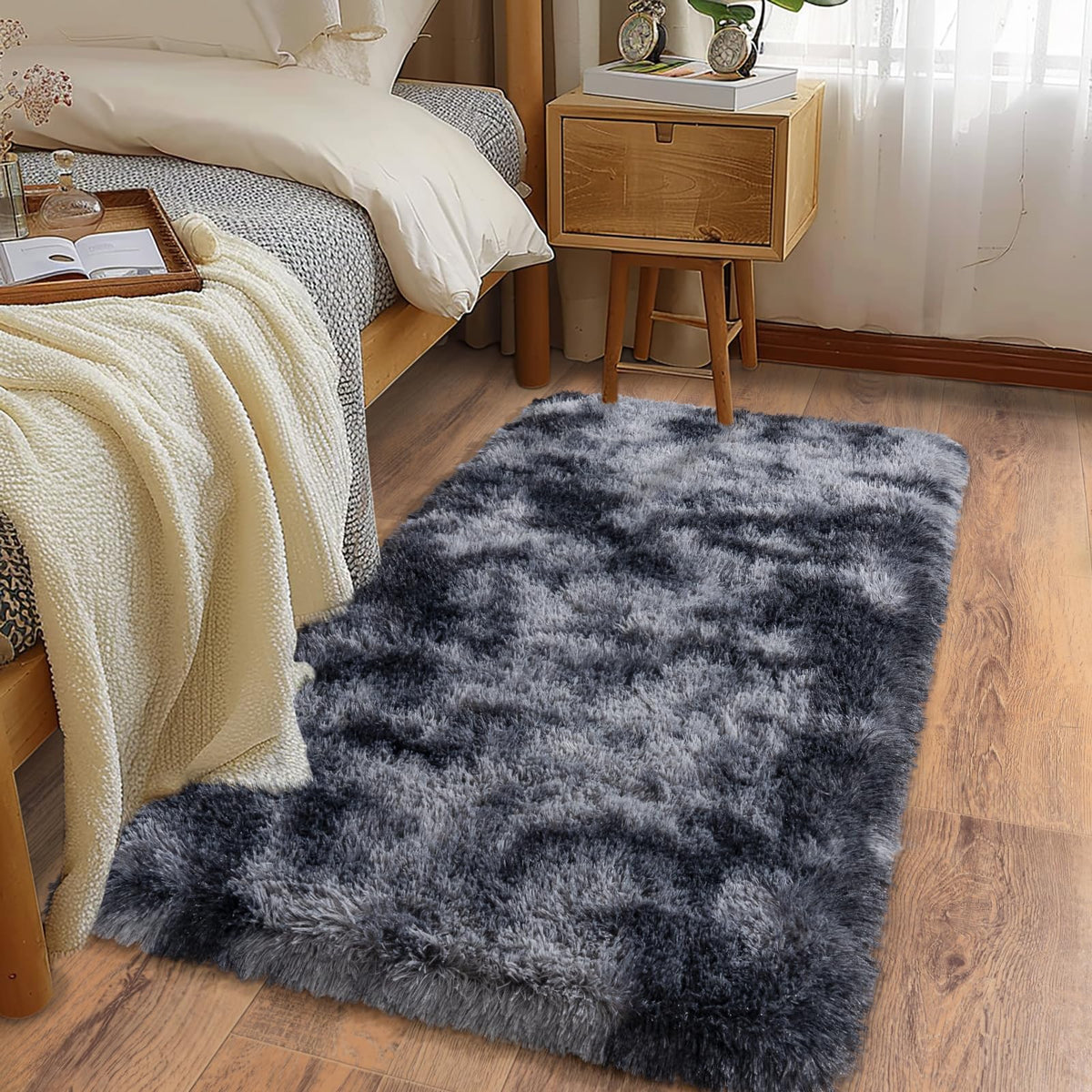 Soft Runner Rugs for Bedroom Hallway 2x6 Beige Fluffy Shag Washable