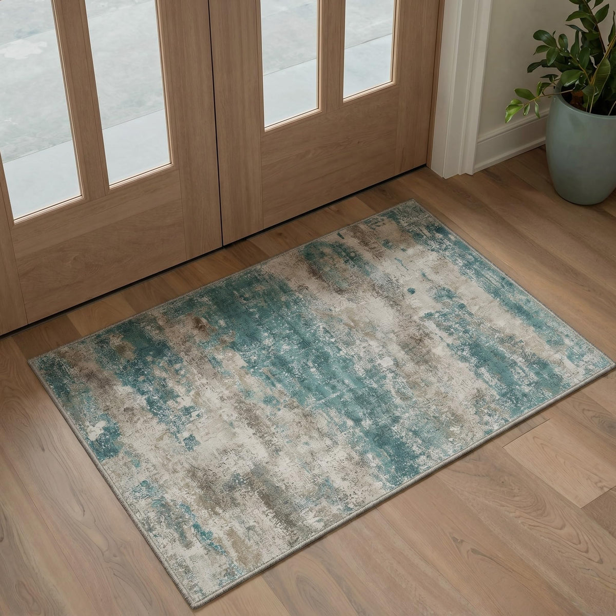 BEIMO 5x7 Green Abstract Area Rug, Washable Non-Slip for Bedroom