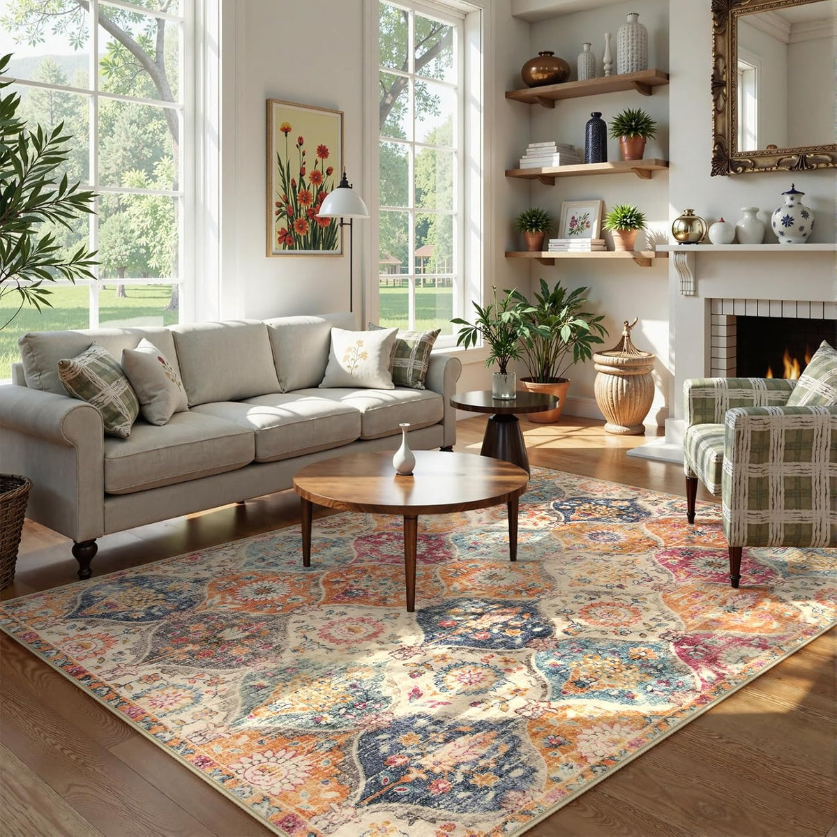 Lahome Moroccan Washable Small Area Rug, 3x5 Rug for Bedroom Living Room