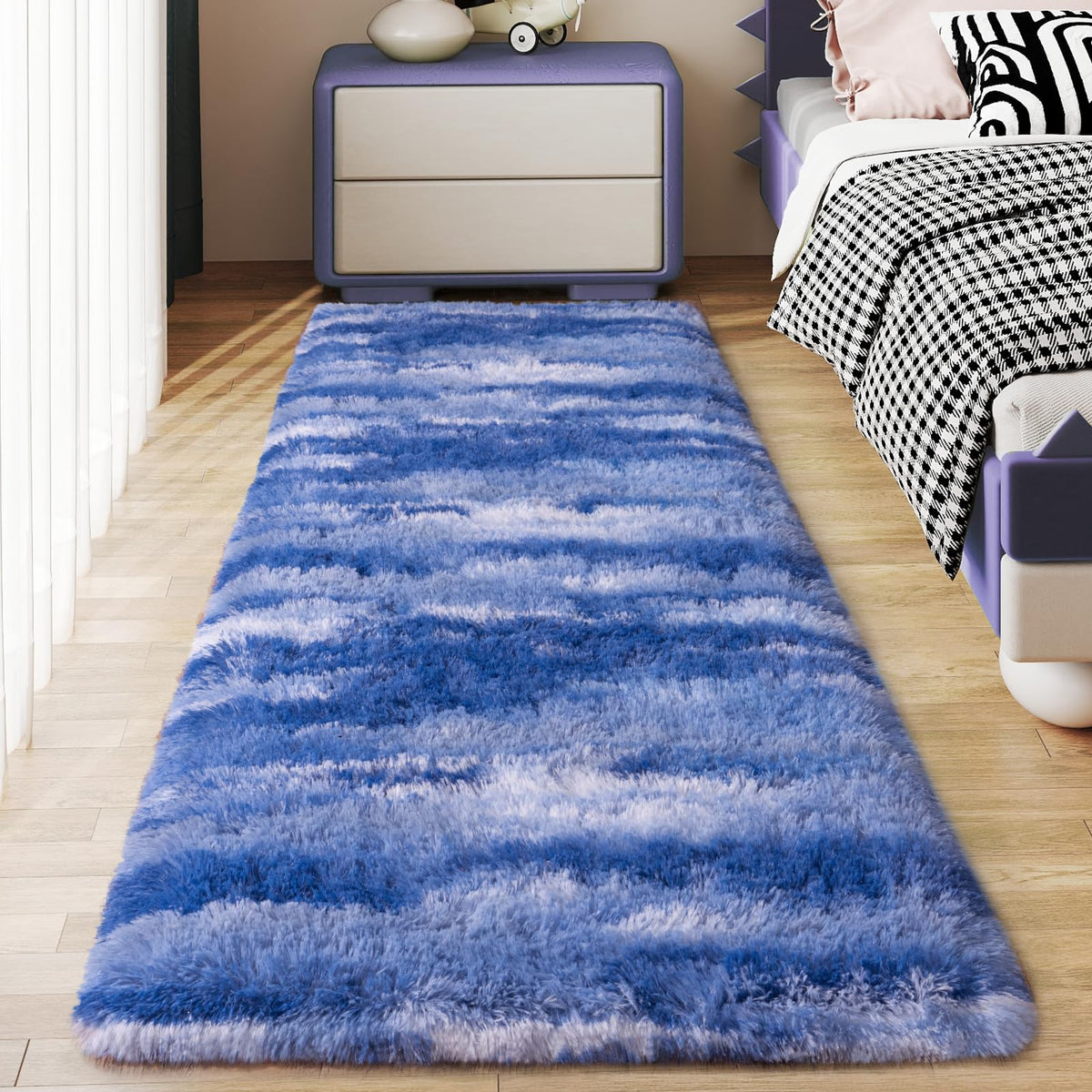 Soft Runner Rugs for Bedroom Hallway 2x6 Beige Fluffy Shag Washable