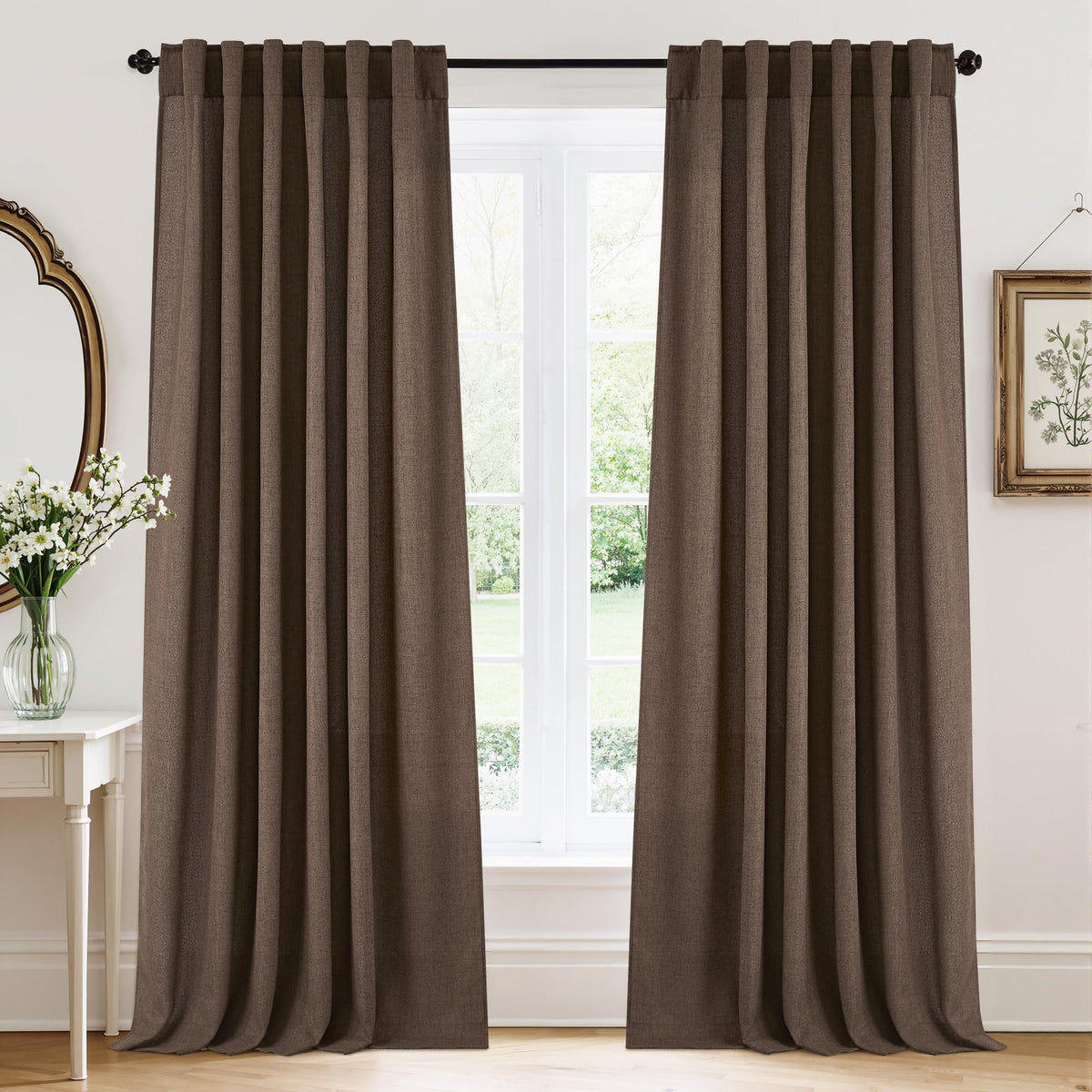 RYB HOME White Sheer Curtains for Living Room Patio Glass Door, W52 x L95