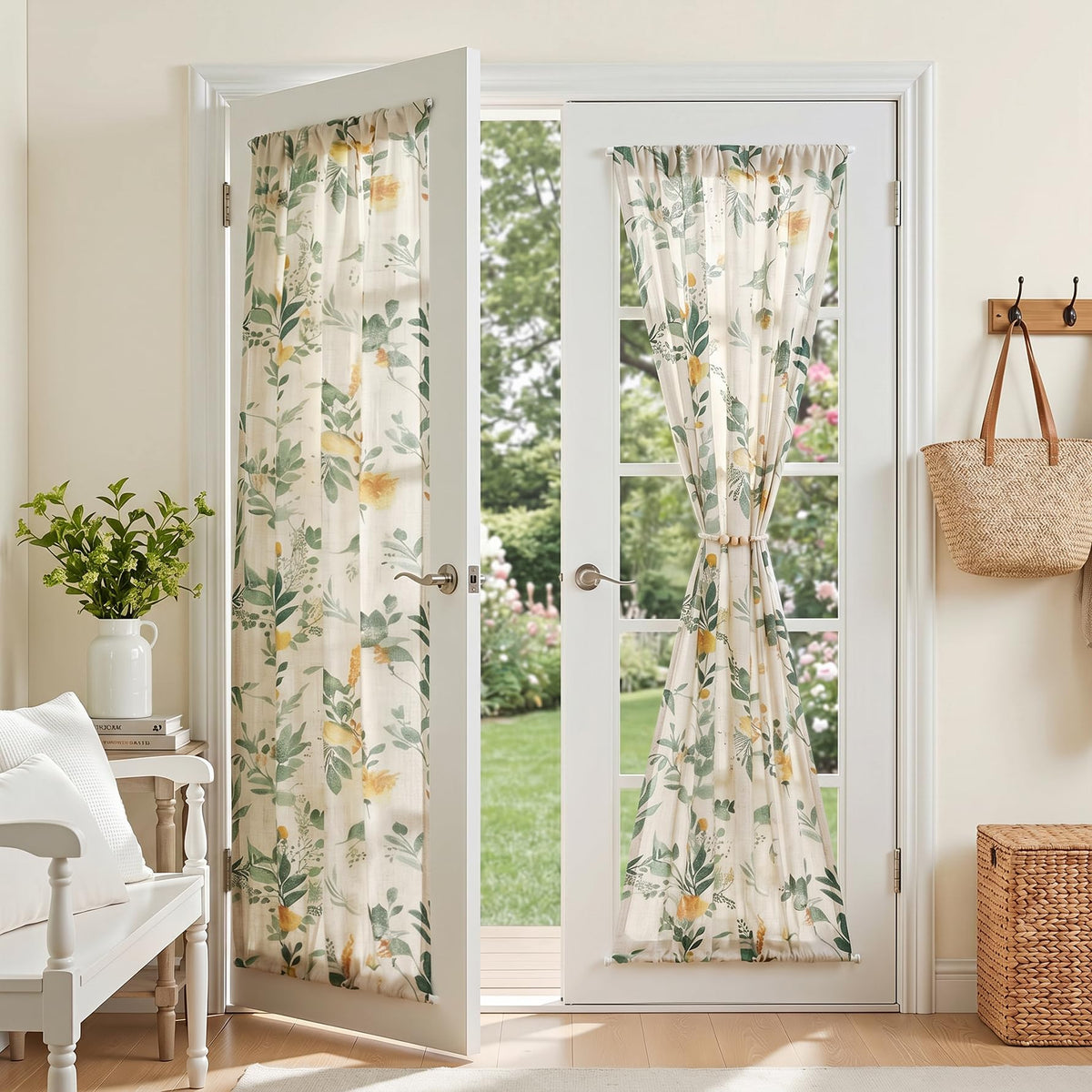 MYSKY HOME Sheer Linen Curtains 84 Inch Length Light Filtering 2 Panels