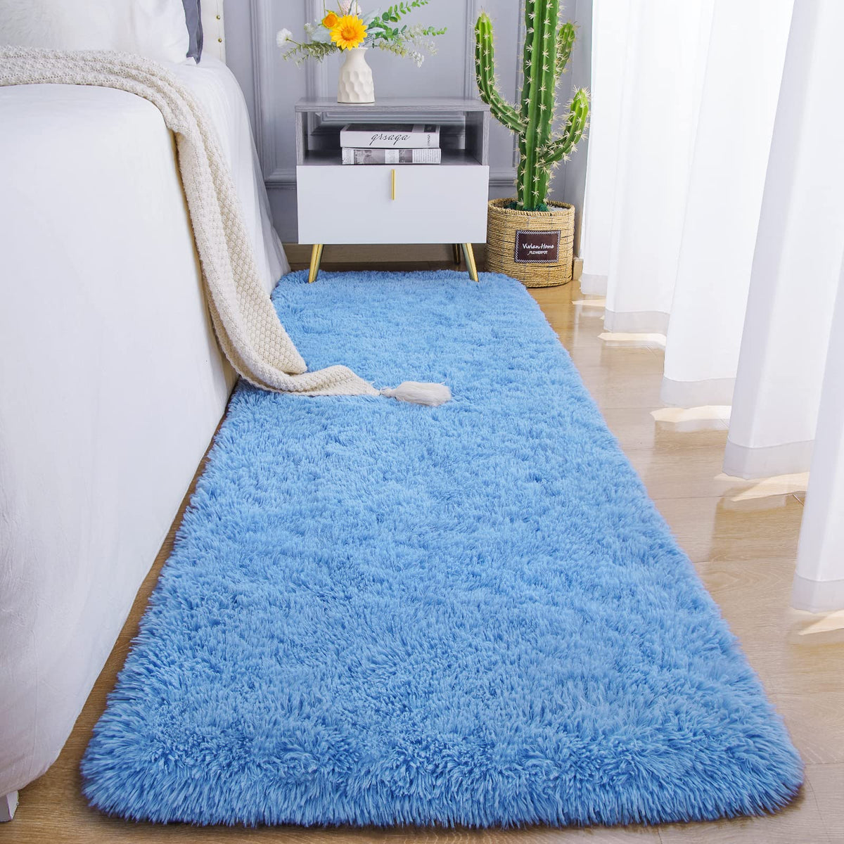 Chicrug Soft Runner Rug for Bedroom Living Room Plush Fluffy Rugs 2x6