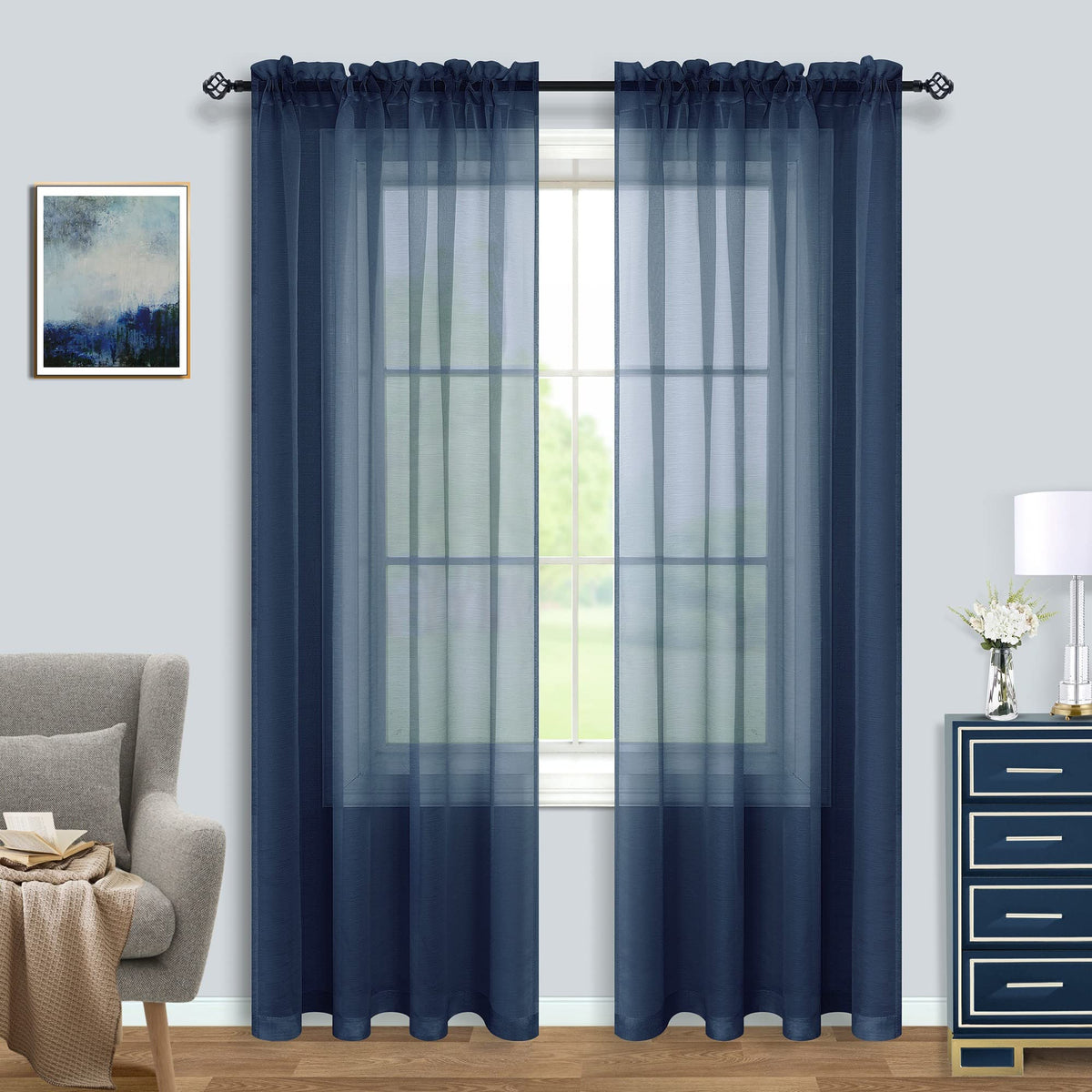 Pitalk Terracotta Curtains 84 Inch Length for Living Room 2 Panel Sets Rod Pocket Sheer Curtains for Living Room Rust Burnt Orange Red