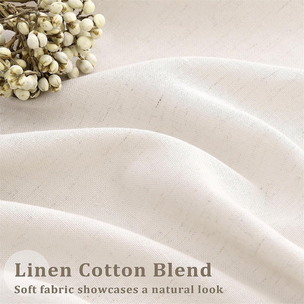 105 Inch Extra Long Curtains Linen Pinch Pleated Cream Semi Sheer